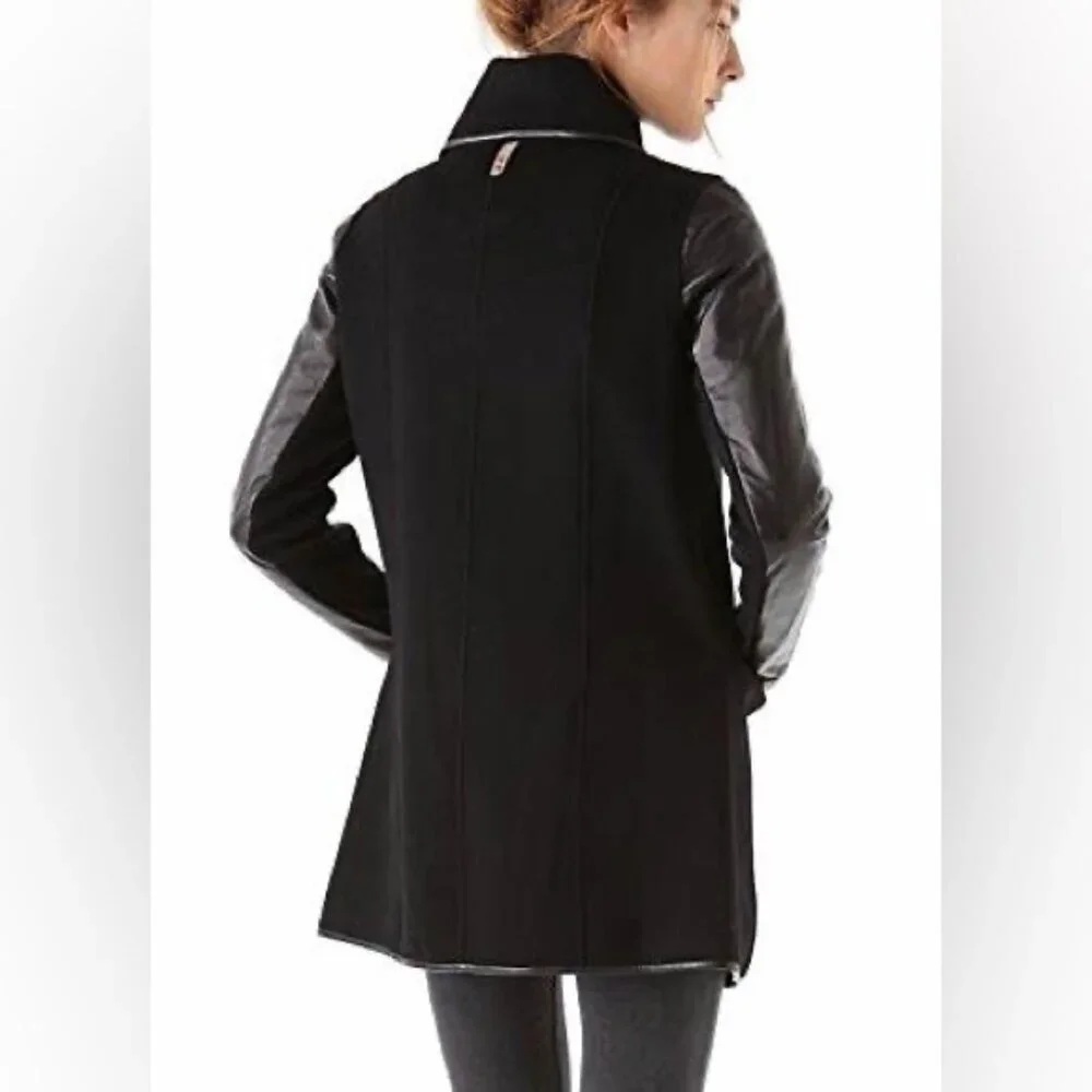 Mackage Wool and Leather Wrap Coat - Picture 2 of 10
